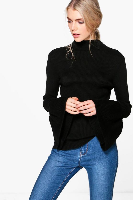 Isabella Funnel Neck Wide Sleeve Jumper